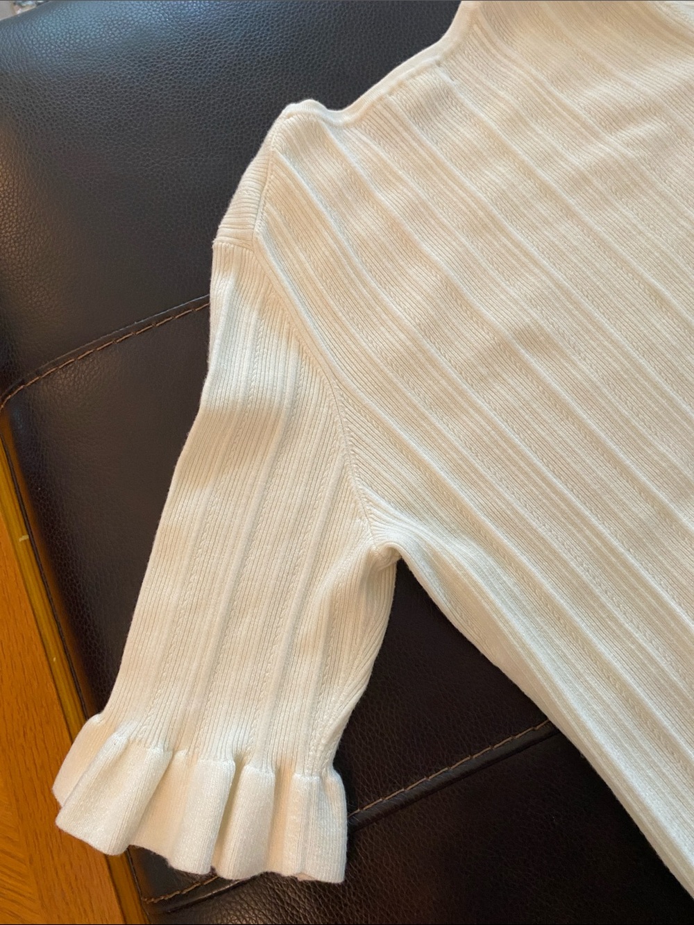 Nordstrom Ruffle-Cuff Ribbed Top - Picture 4 of 4
